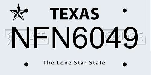 NFN6049 Texas License Plate