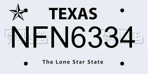 NFN6334 Texas License Plate