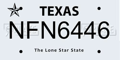 NFN6446 Texas License Plate