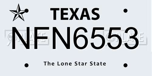 NFN6553 Texas License Plate