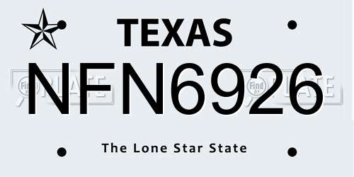 NFN6926 Texas License Plate