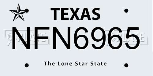 NFN6965 Texas License Plate