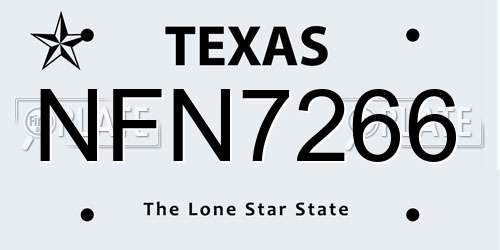 NFN7266 Texas License Plate