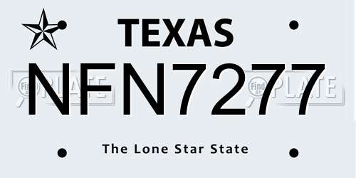 NFN7277 Texas License Plate