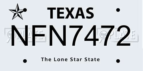 NFN7472 Texas License Plate