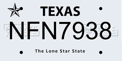 NFN7938 Texas License Plate