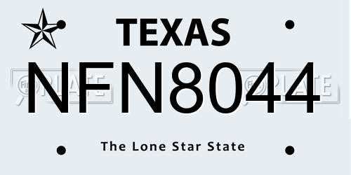 NFN8044 Texas License Plate