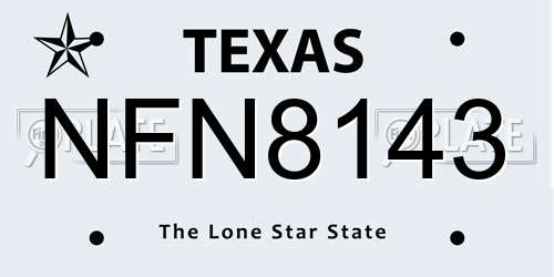 NFN8143 Texas License Plate