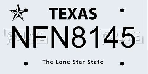 NFN8145 Texas License Plate