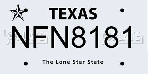 NFN8181 Texas License Plate