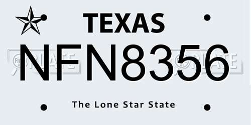 NFN8356 Texas License Plate