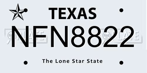 NFN8822 Texas License Plate