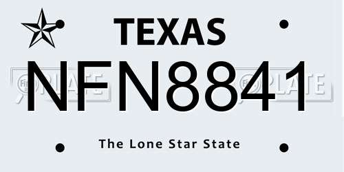 NFN8841 Texas License Plate