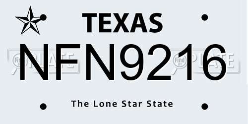 NFN9216 Texas License Plate