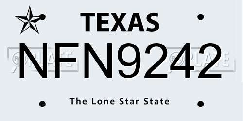 NFN9242 Texas License Plate