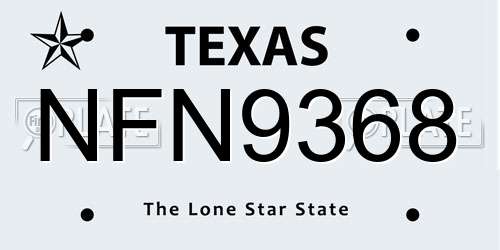 NFN9368 Texas License Plate