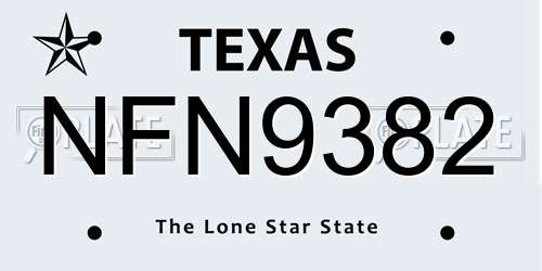 NFN9382 Texas License Plate