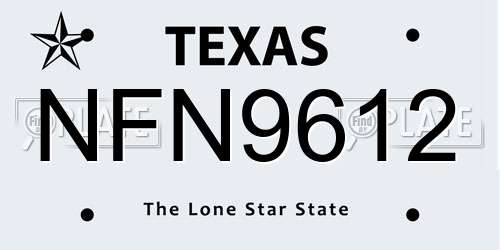 NFN9612 Texas License Plate