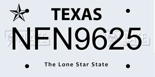 NFN9625 Texas License Plate