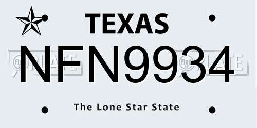 NFN9934 Texas License Plate