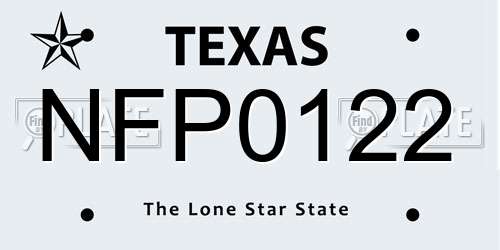 NFP0122 Texas License Plate
