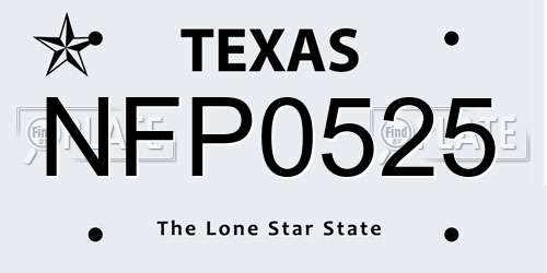 NFP0525 Texas License Plate