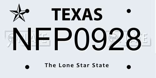 NFP0928 Texas License Plate