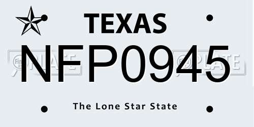 NFP0945 Texas License Plate
