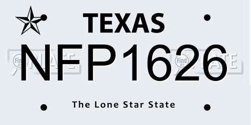 NFP1626 Texas License Plate