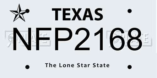 NFP2168 Texas License Plate
