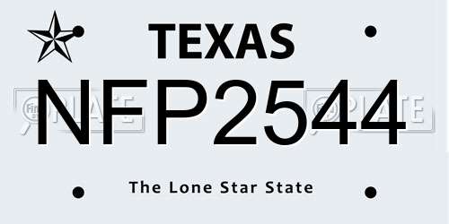 NFP2544 Texas License Plate