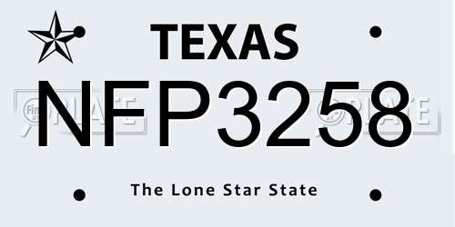 NFP3258 Texas License Plate