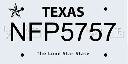 NFP5757 Texas License Plate