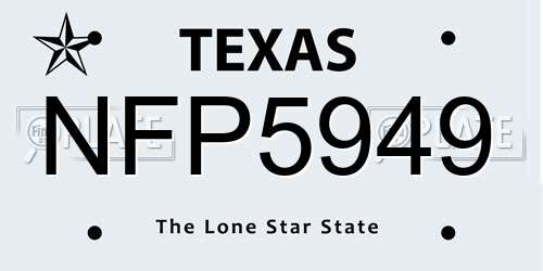 NFP5949 Texas License Plate