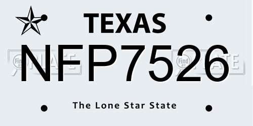 NFP7526 Texas License Plate