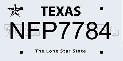 NFP7784 Texas License Plate