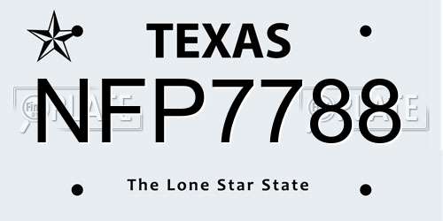 NFP7788 Texas License Plate