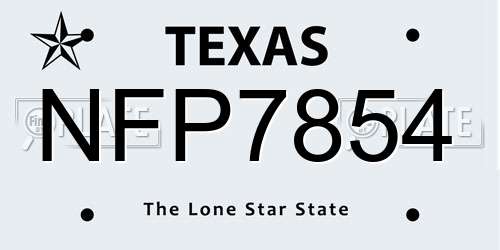 NFP7854 Texas License Plate