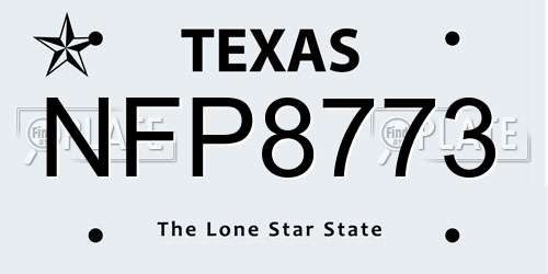 NFP8773 Texas License Plate