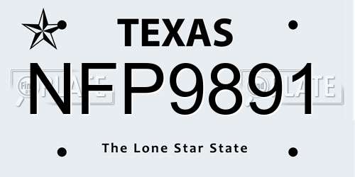NFP9891 Texas License Plate