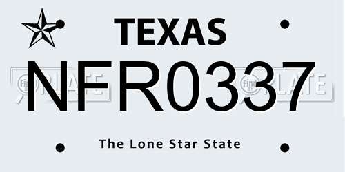 NFR0337 Texas License Plate