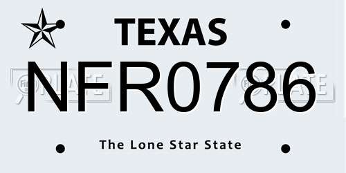 NFR0786 Texas License Plate