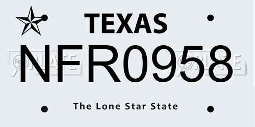 NFR0958 Texas License Plate