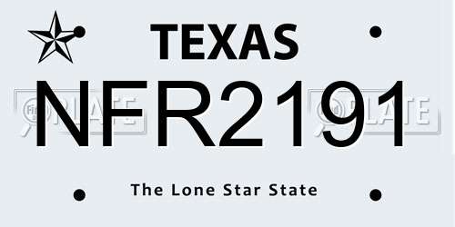 NFR2191 Texas License Plate