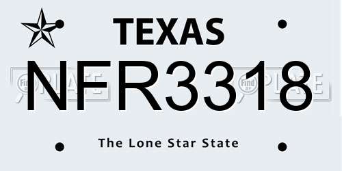 NFR3318 Texas License Plate