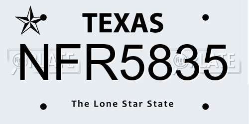 NFR5835 Texas License Plate