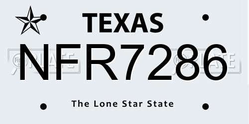 NFR7286 Texas License Plate