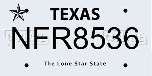 NFR8536 Texas License Plate