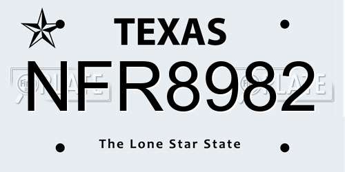 NFR8982 Texas License Plate