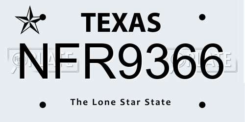 NFR9366 Texas License Plate